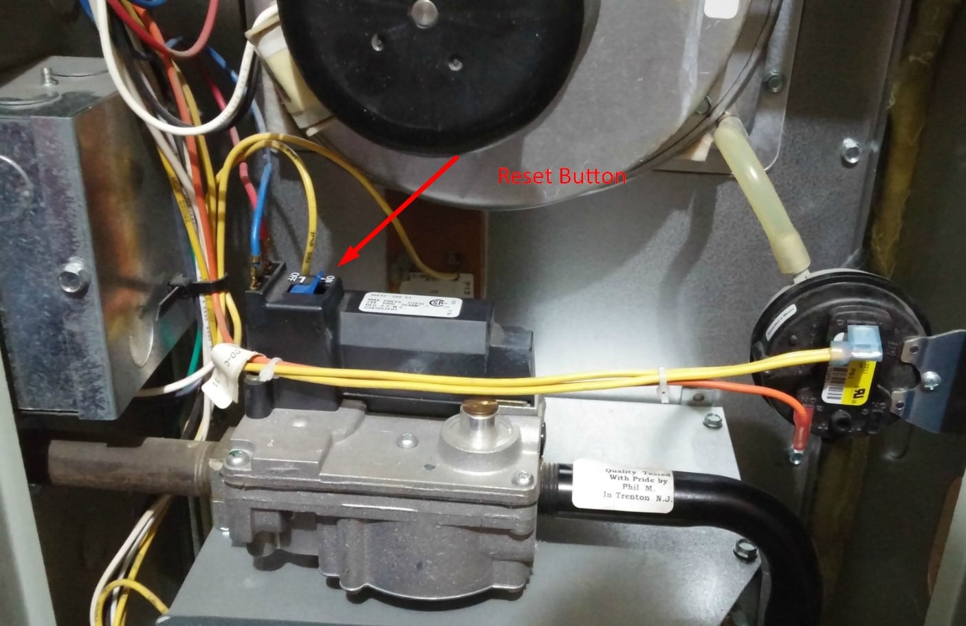 Location of the Trane xe80 Furnace Reset Button