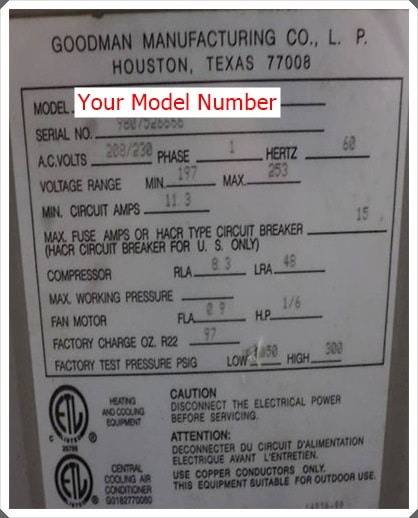 goodman model number