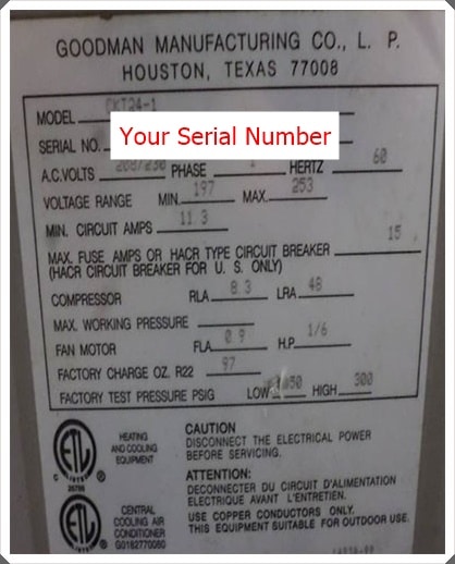 First Company Air Handler Serial Number