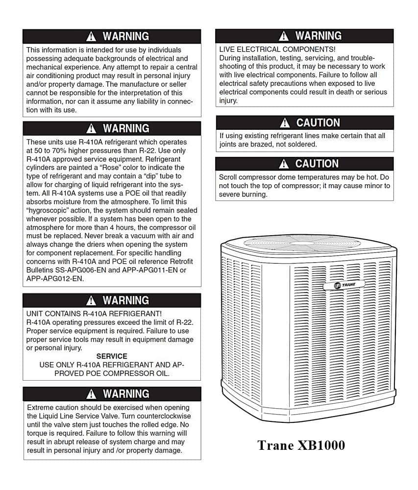 Trane XB1000 Manual (PDF)