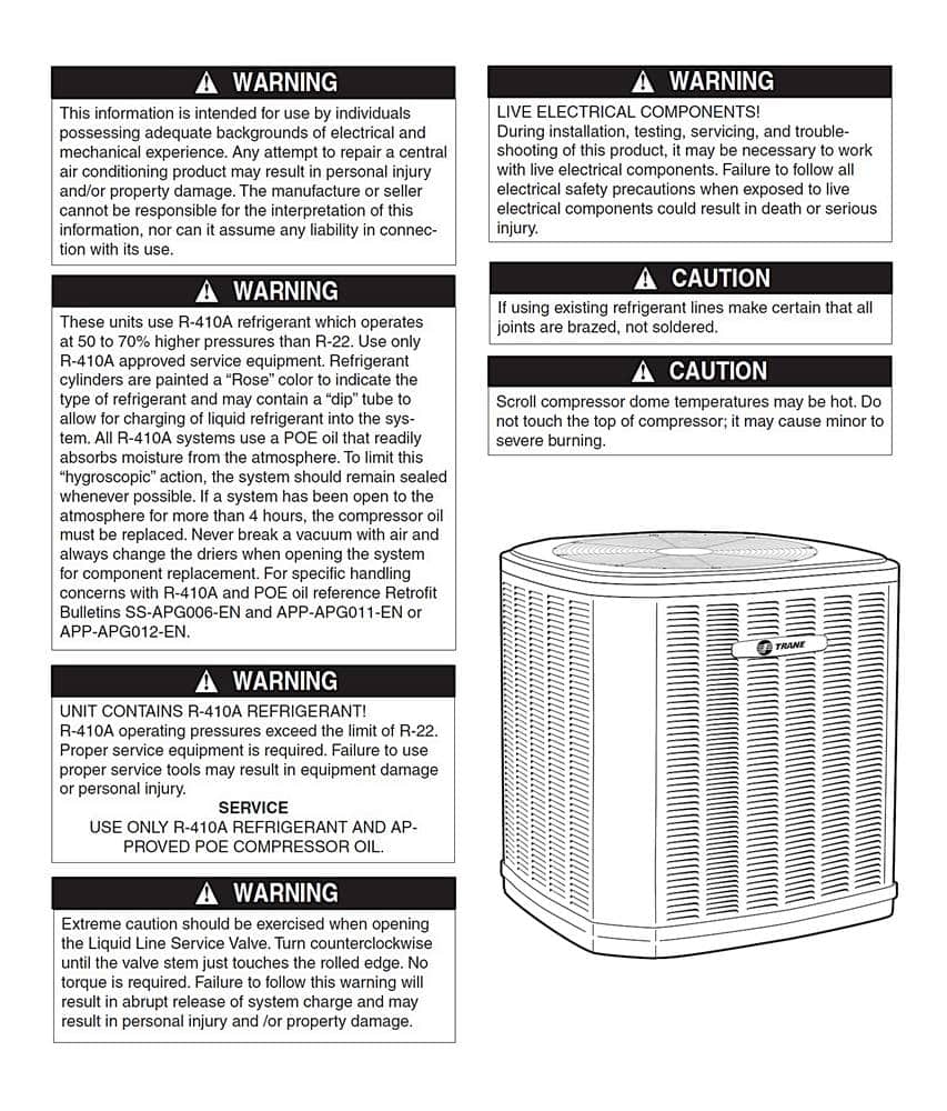 Trane XB13 Air Conditioner Manual