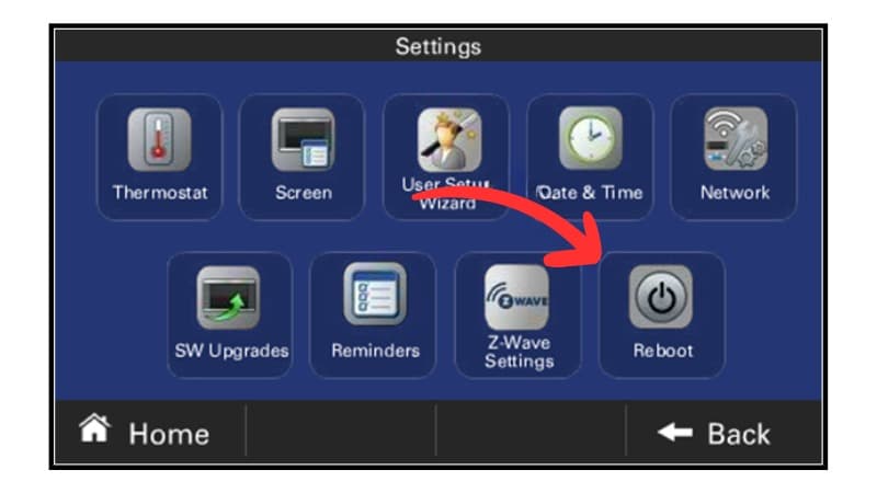 Trane thermostat screen menu reboot