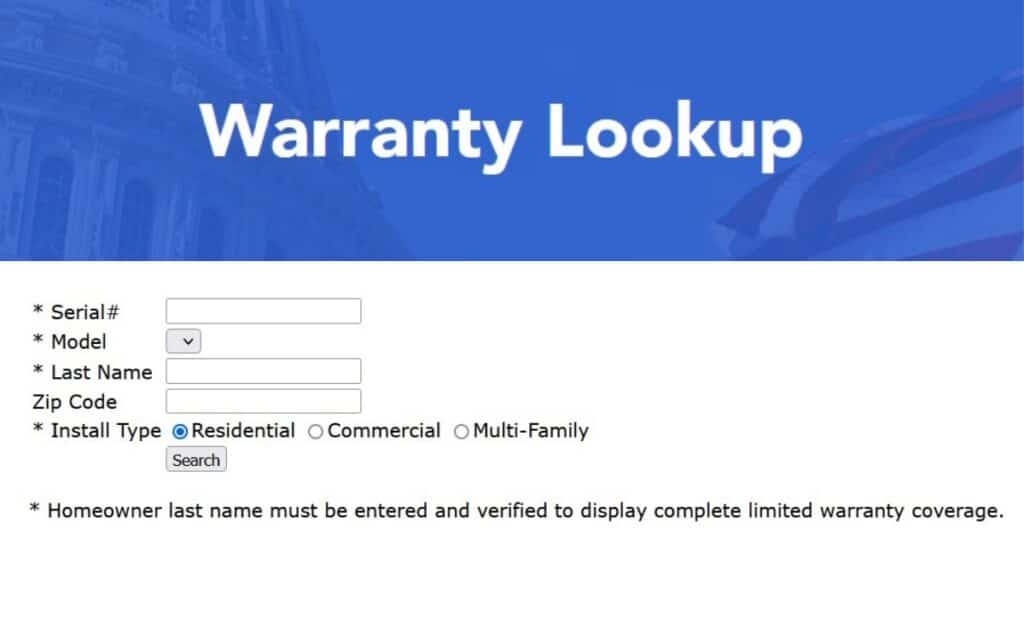 Goodman warranty lookup website