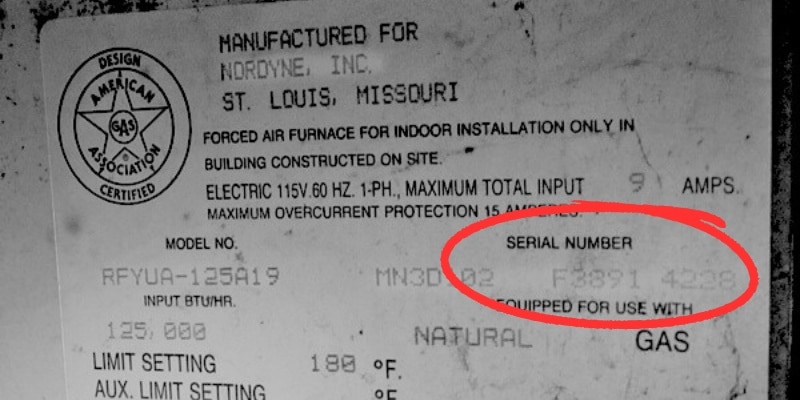 nordyne furnace serial number
