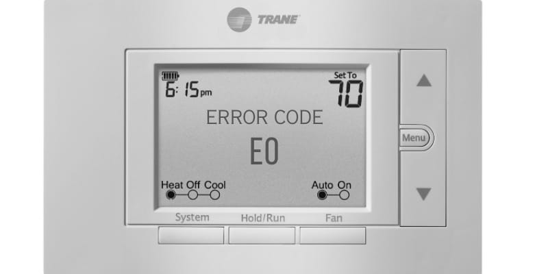 Error codes on the Trane thermostat
