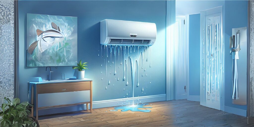 Illustration of Air conditioner water dripping inside