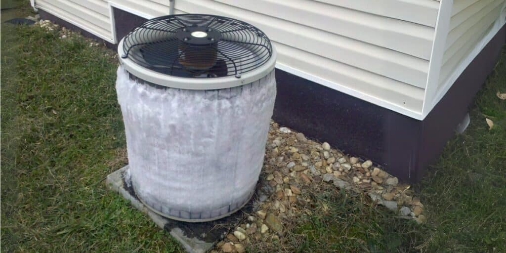 a frozen AC unit