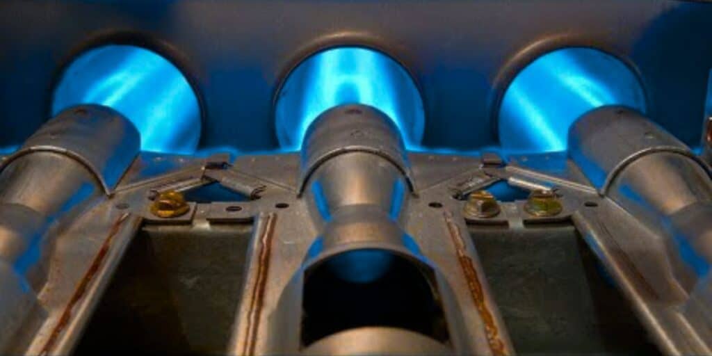 bright blue furnace flame