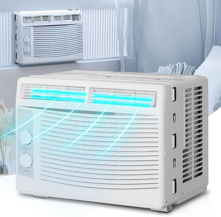 Put the window air conditioner on a flat and stable surface