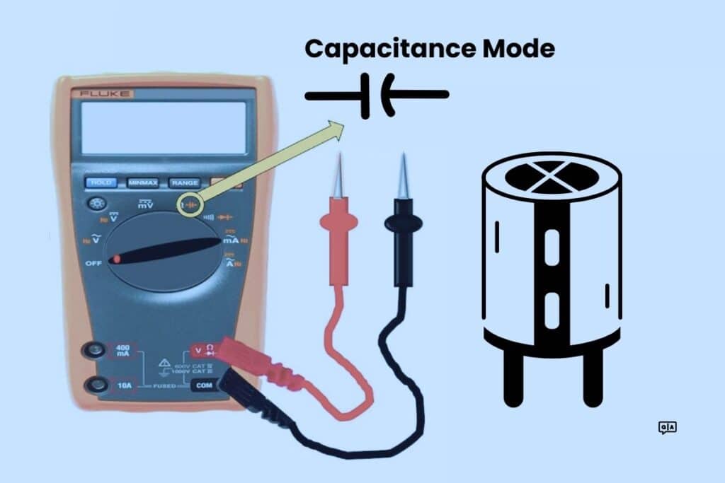 Multimeter in capacitance mode (µF)