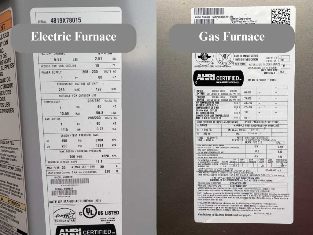 Check the furnace label, look for type or fuel source.