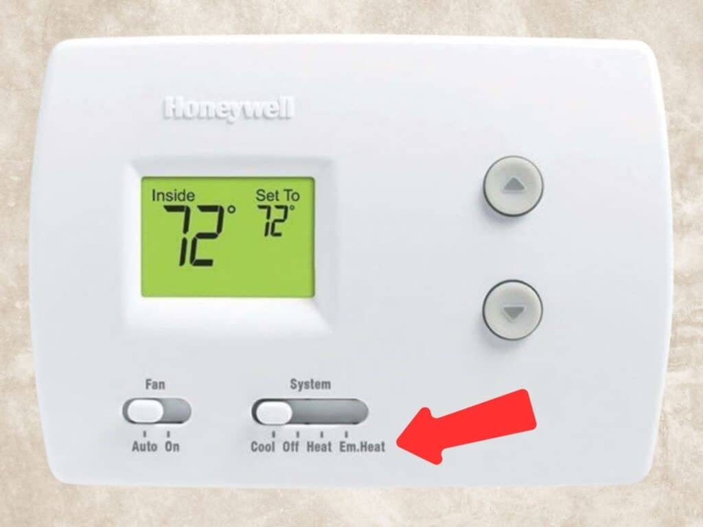 Thermostat with a Emergency Heat or Aux Heat Setting